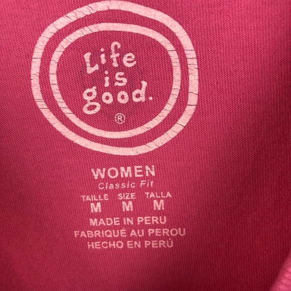 Life Is Good Flip Out Women's Pink Short Sleeve T-Shirt Tee Flip Flops Size Med - Picture 6 of 8